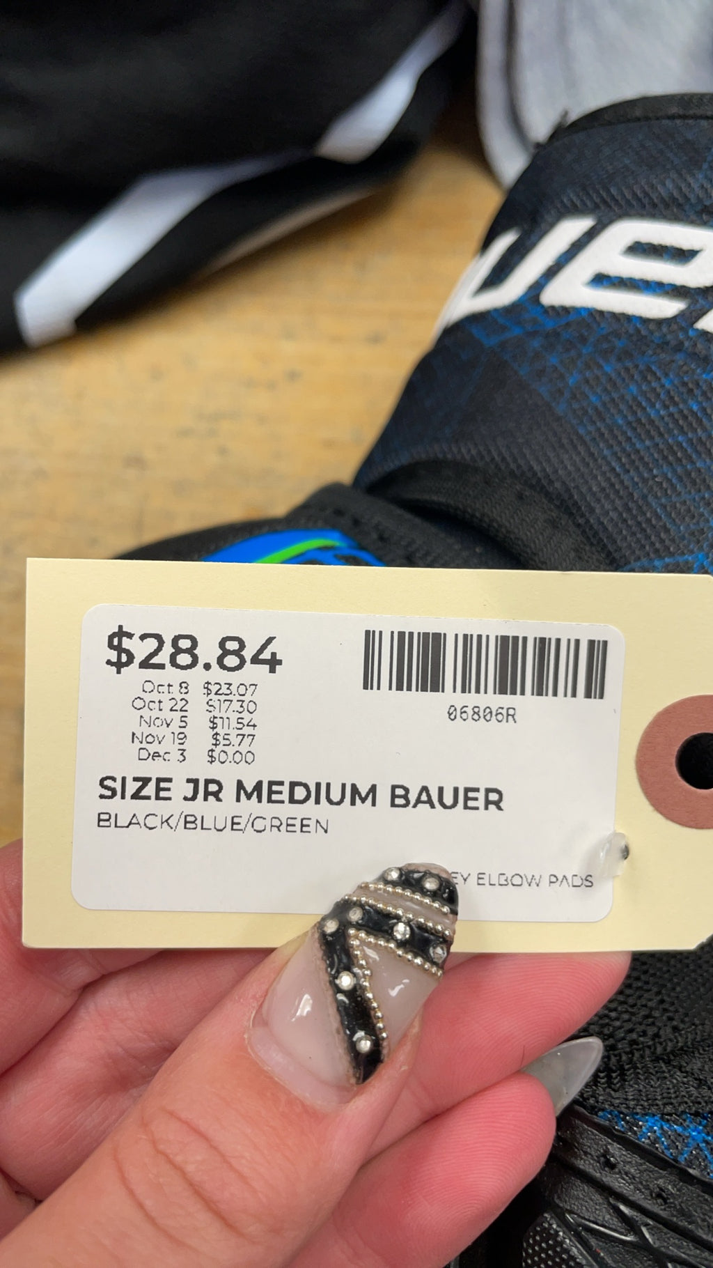 Bauer Hockey Elbow Pads JR Medium Black/Blue/Green