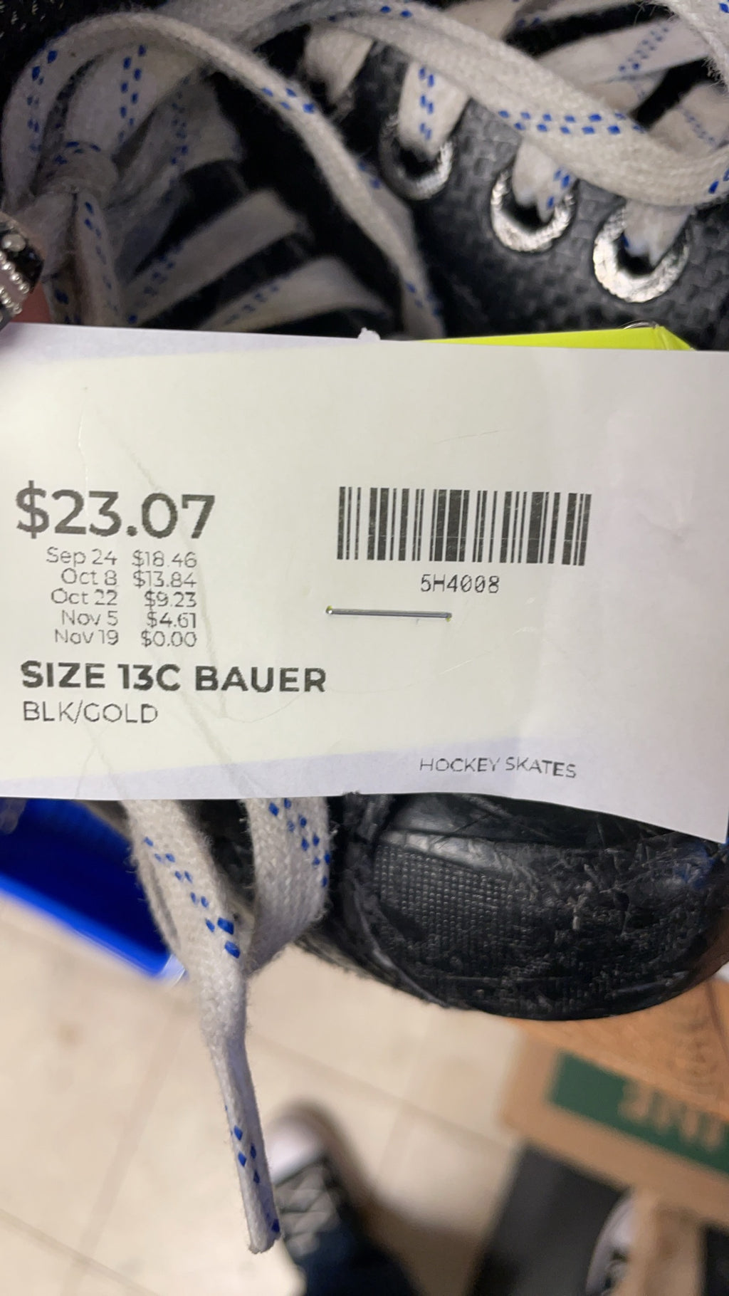 Bauer Hockey Skates Size 13C Black/Gold