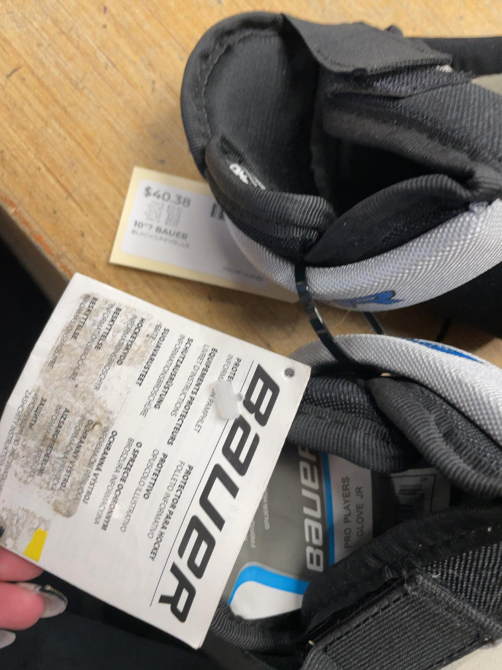 Bauer Pro Players 10" Junior Hockey Gloves Black/Grey/Blue