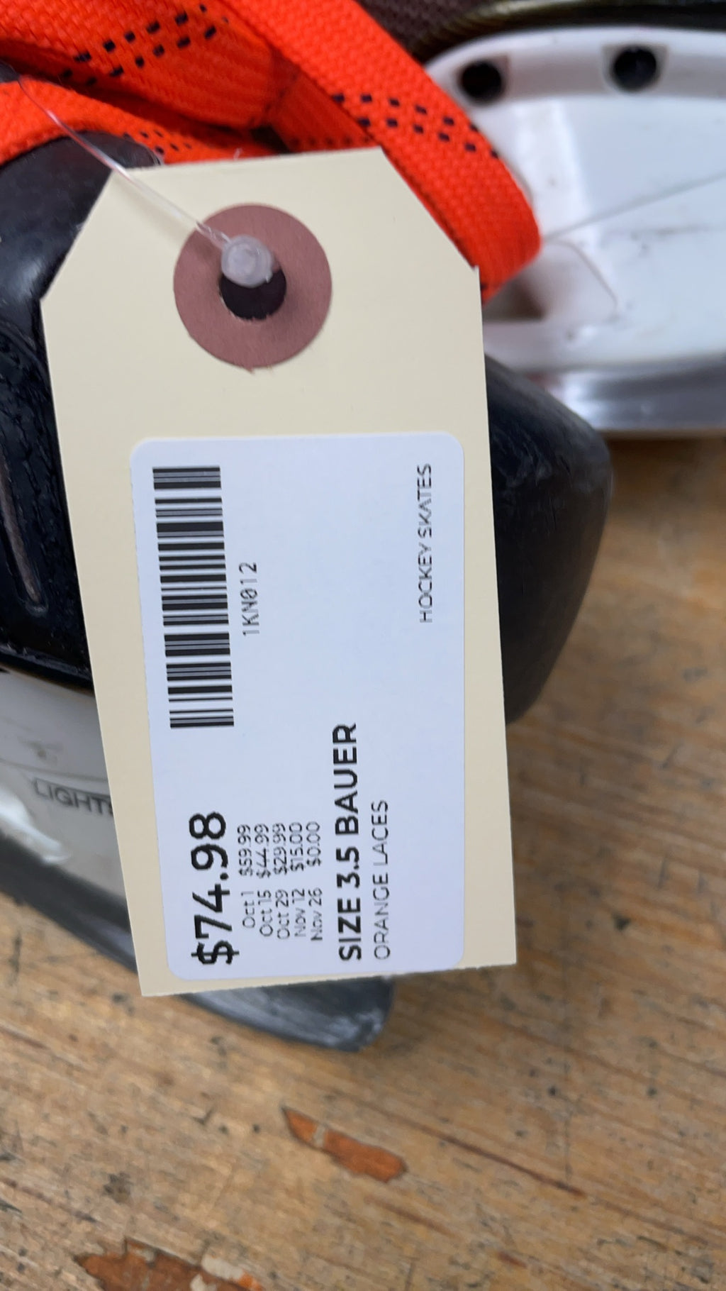 Bauer Supreme One.7 Size 3.5 Hockey Skates with Orange Laces