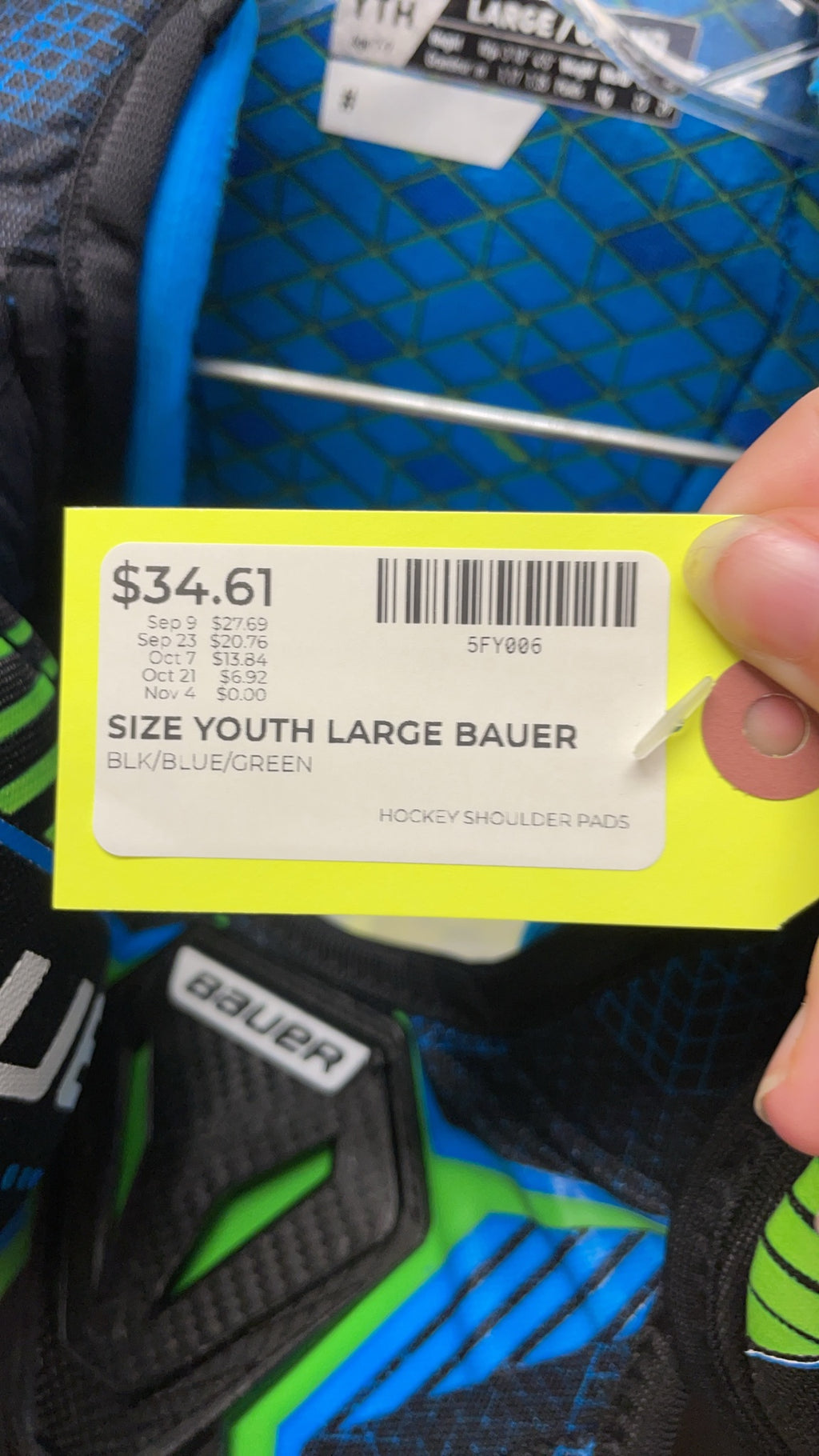 Bauer Youth Large Hockey Shoulder Pads