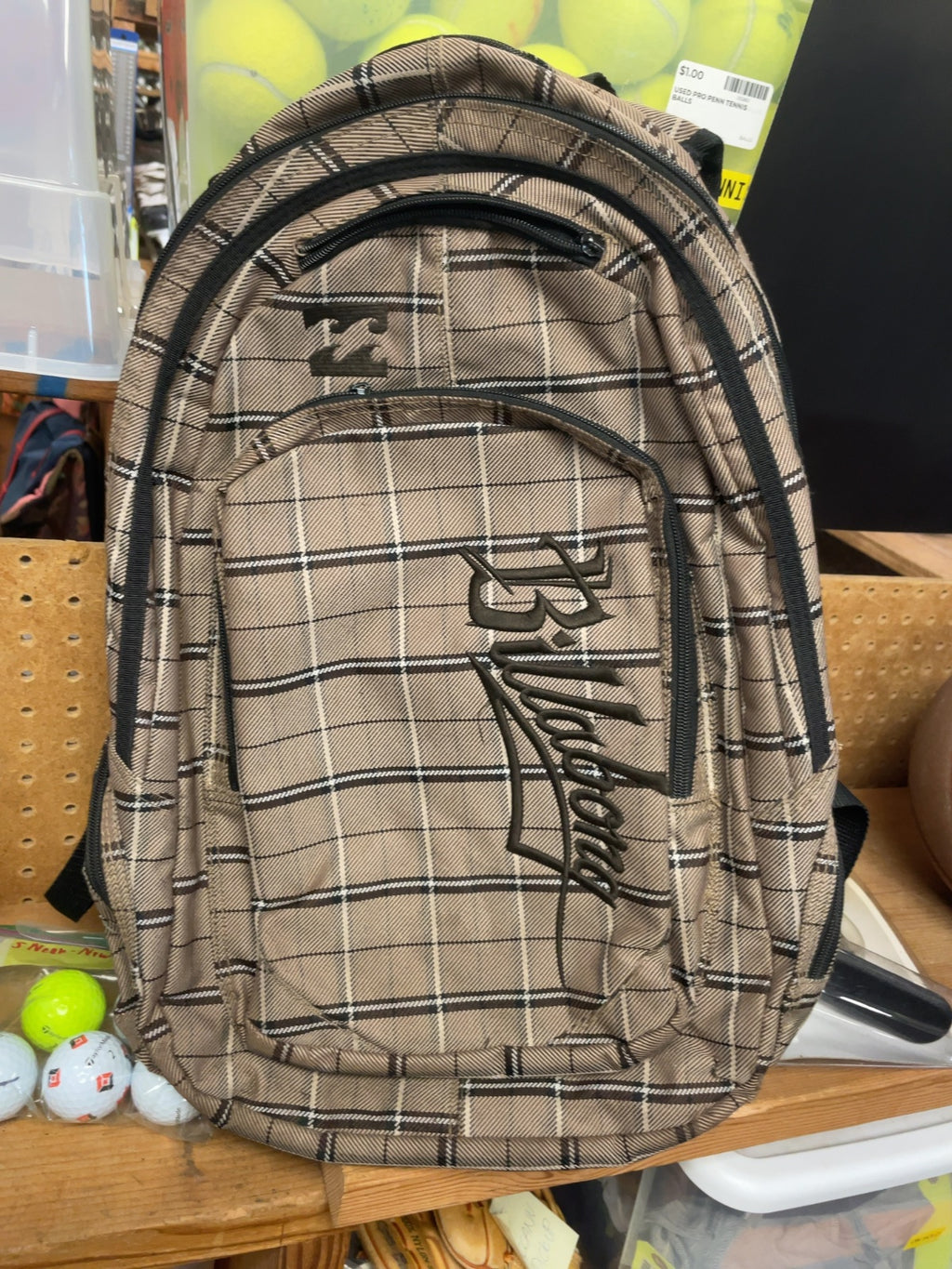 Billabong Brown Plaid Backpack