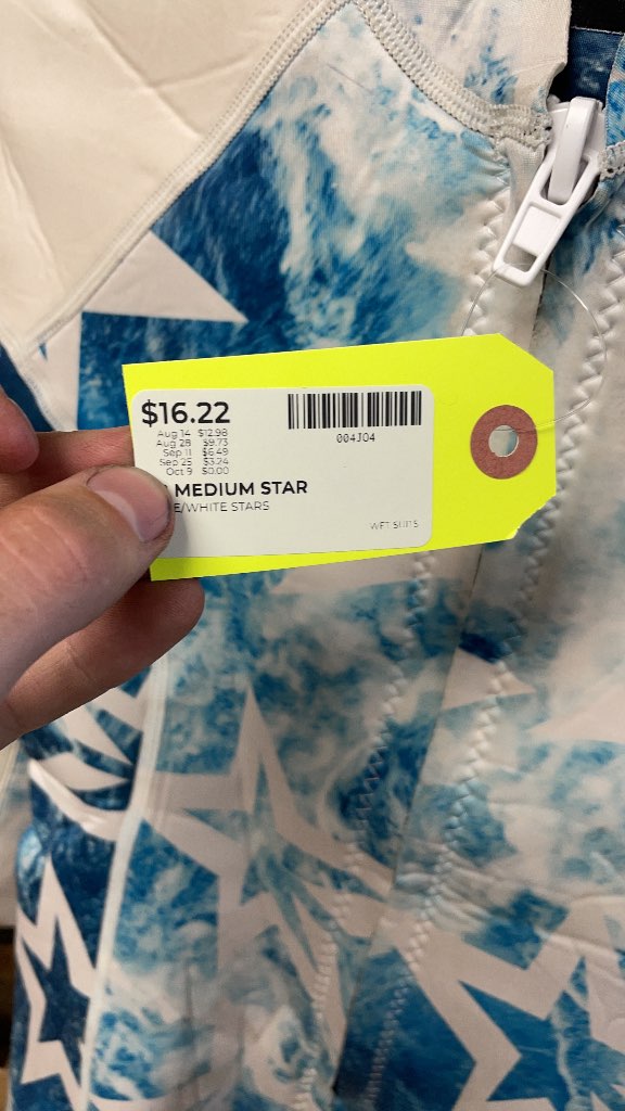 Blue and White Star Pattern Long Sleeve Wetsuit Top - Size Medium