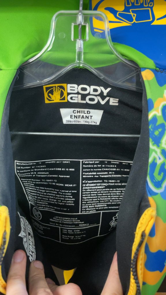 Body Glove Child Life Jacket 30-60 lbs