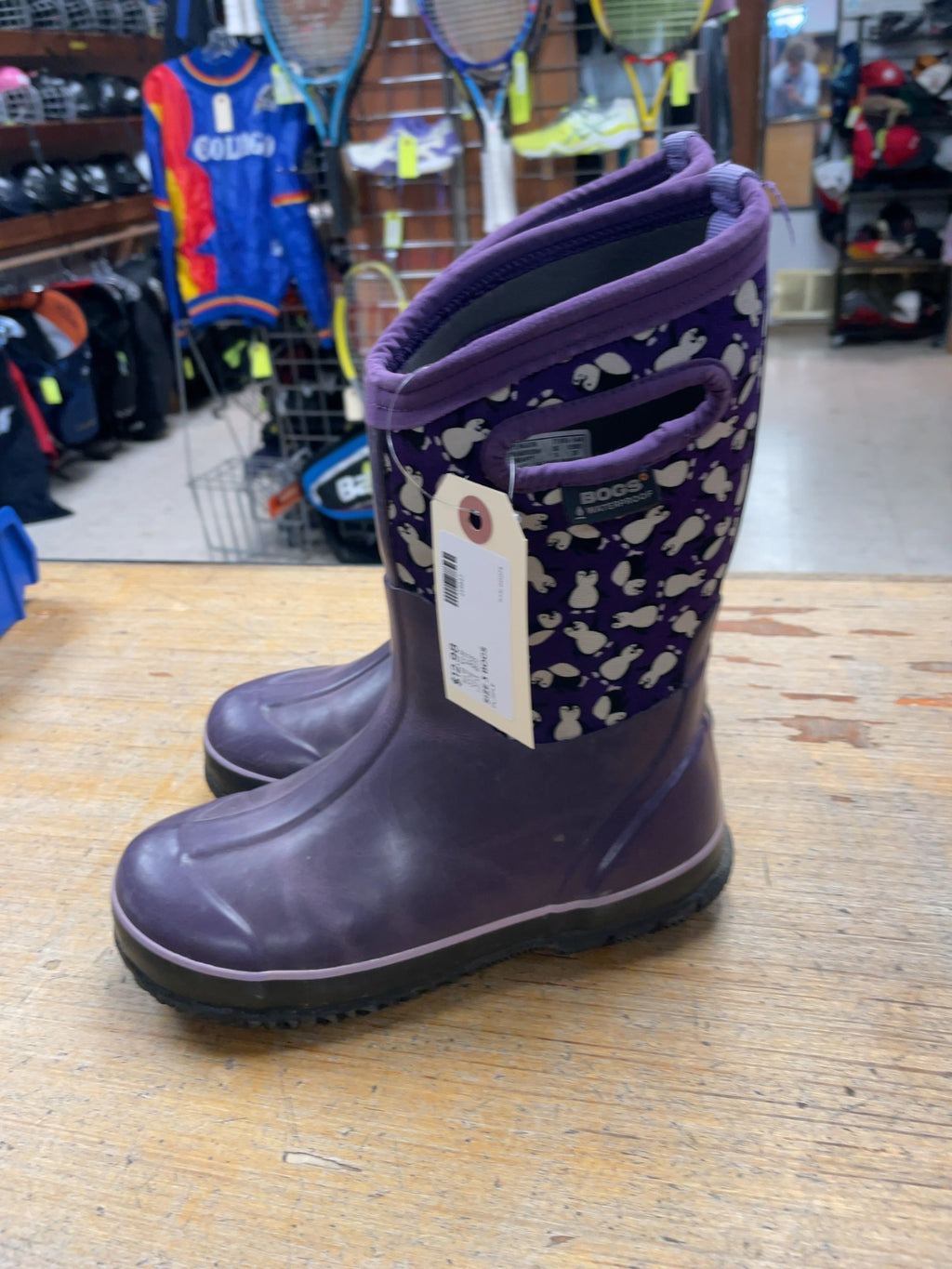 Bogs Classic Penguin Youth 3 Purple Rain Boots