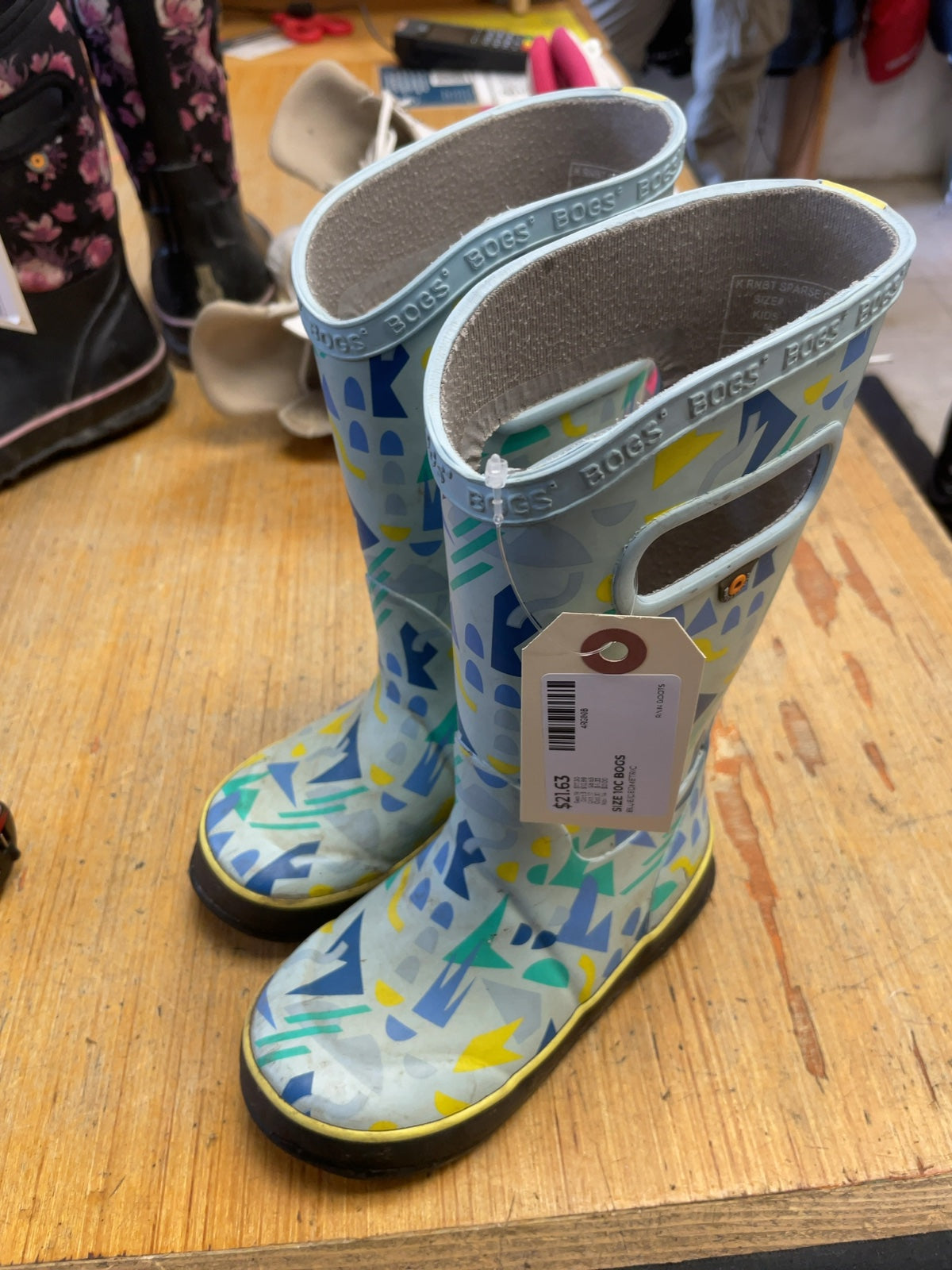 Bogs Geometric Rain Boots Size 10C Blue