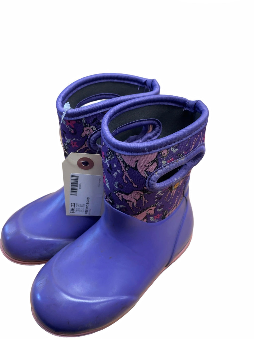 Bogs Rain Boots 10C Purple Unicorn Pattern
