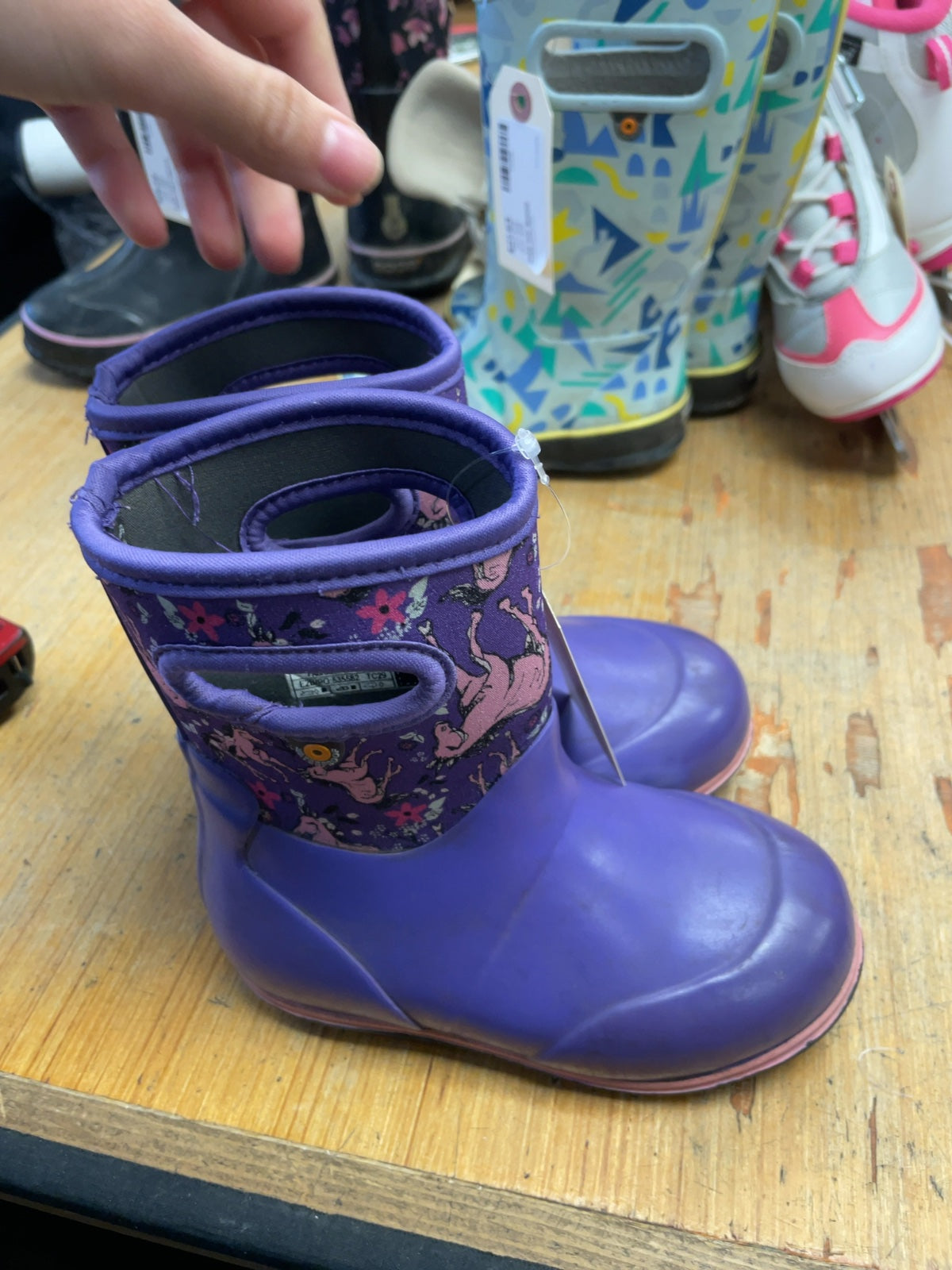 Bogs Rain Boots 10C Purple Unicorn Pattern