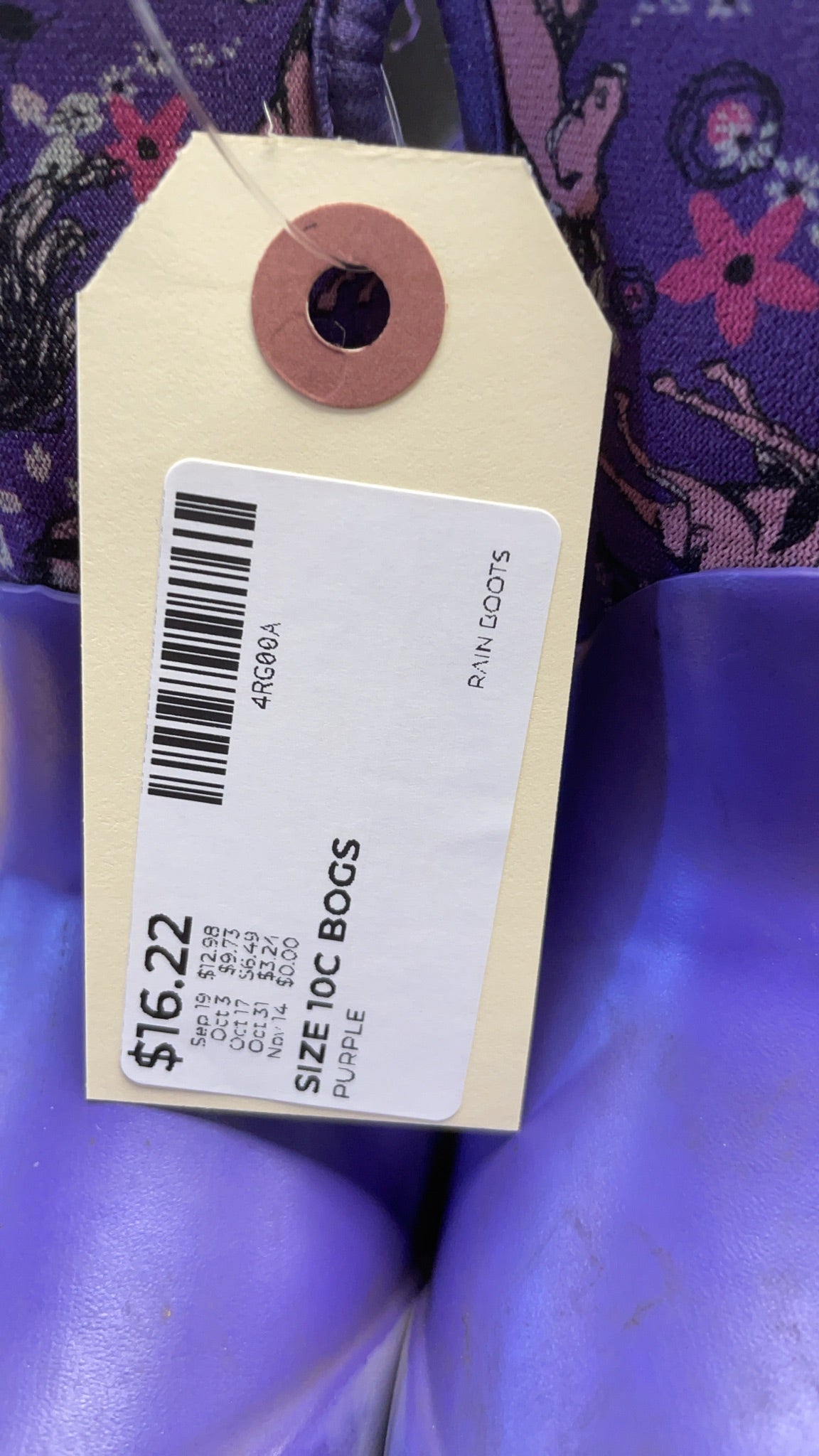 Bogs Rain Boots 10C Purple Unicorn Pattern