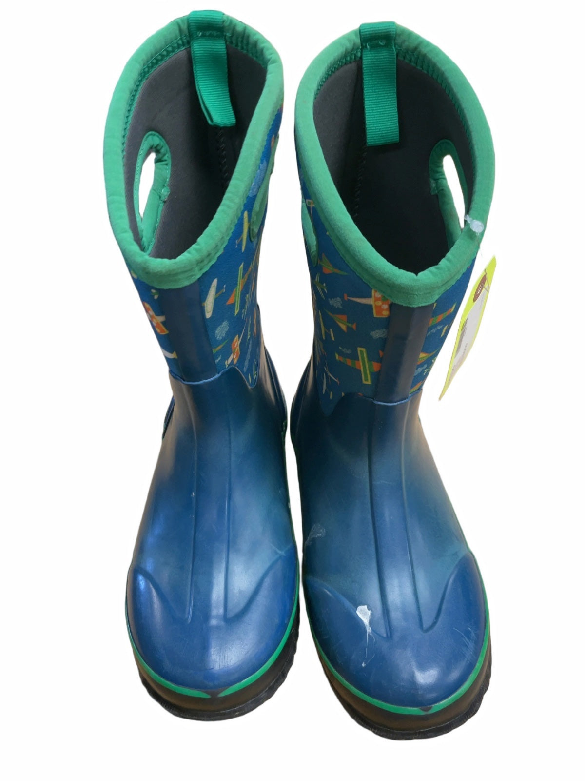 Bogs Rain Boots Size 5 Blue Airplane Pattern