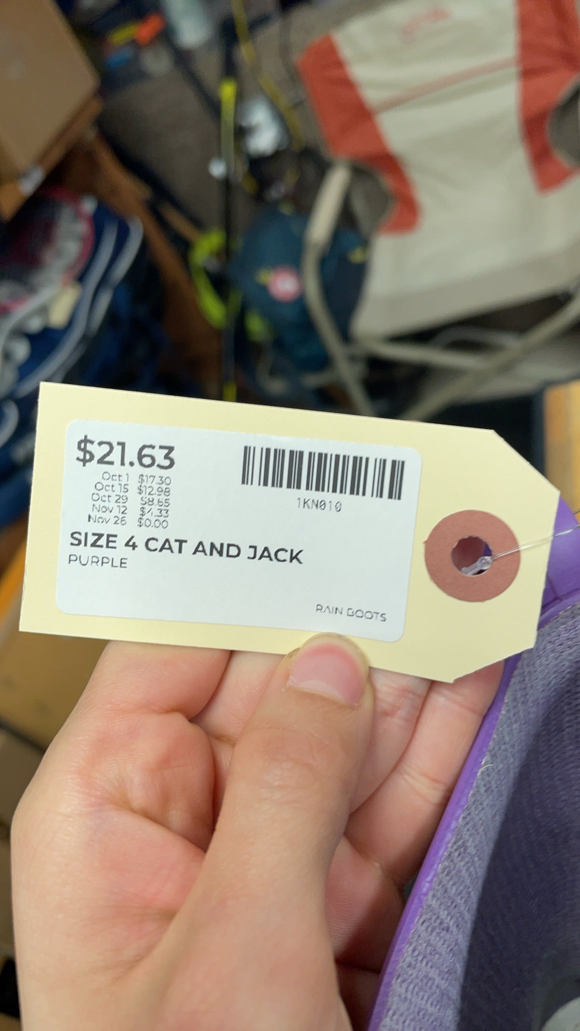 Cat and Jack Rain Boots Size 4 Purple