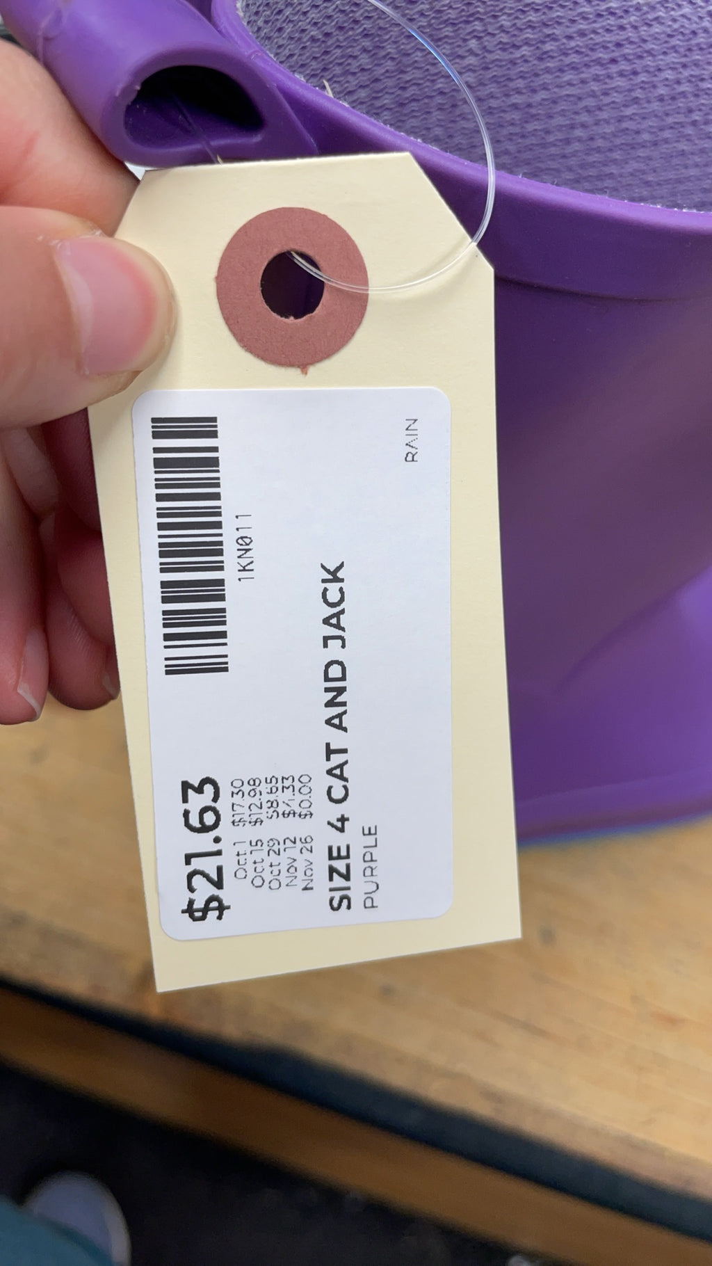 Cat & Jack Size 4 Purple Rain Boots