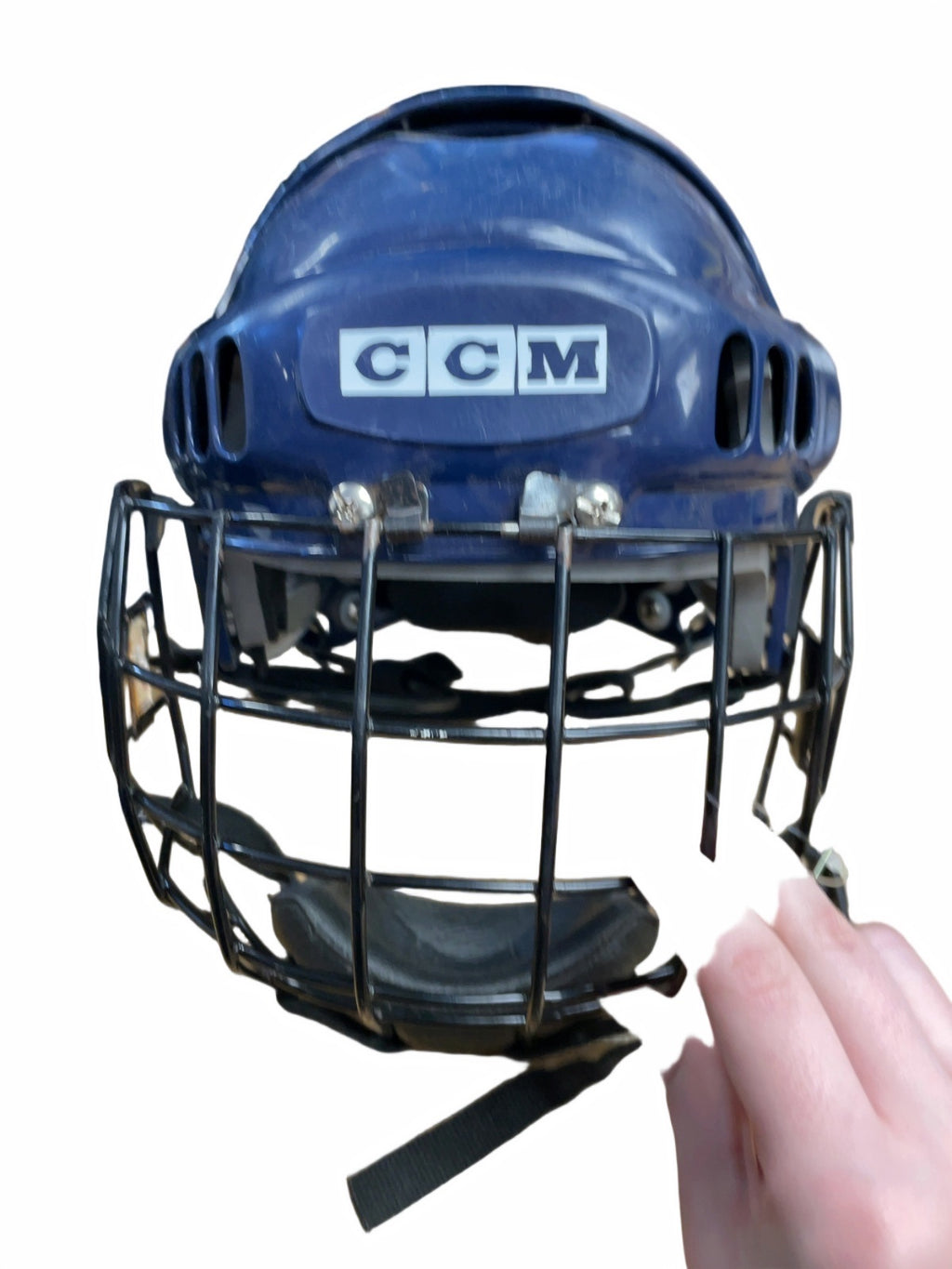 CCM Blue Hockey Helmet with Cage - Size Small