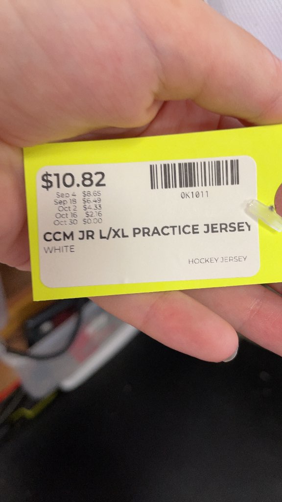 CCM Junior L/XL Practice Hockey Jersey - White
