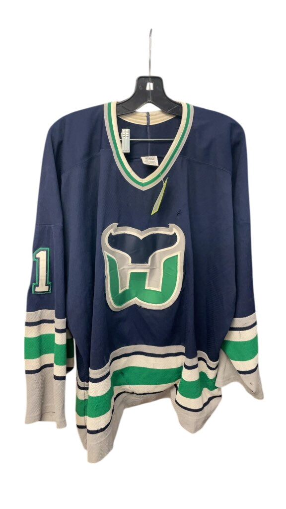 CCM Mike Liut Hartford Whalers Hockey Jersey - Size XL. *as is small holes in the lower half*
