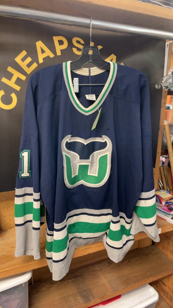 CCM Mike Liut Hartford Whalers Hockey Jersey - Size XL. *as is small holes in the lower half*