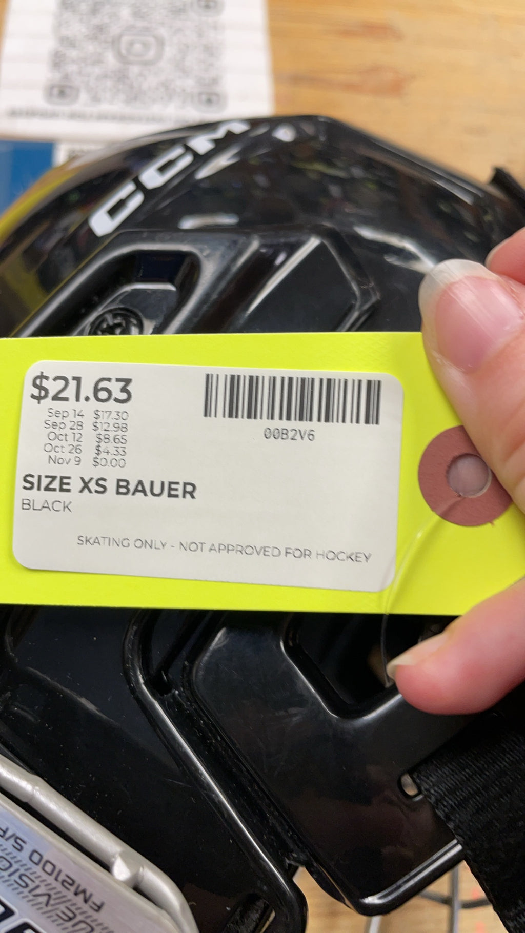 CCM XT10 Size XS Black Skating Helmet with Bauer Cage