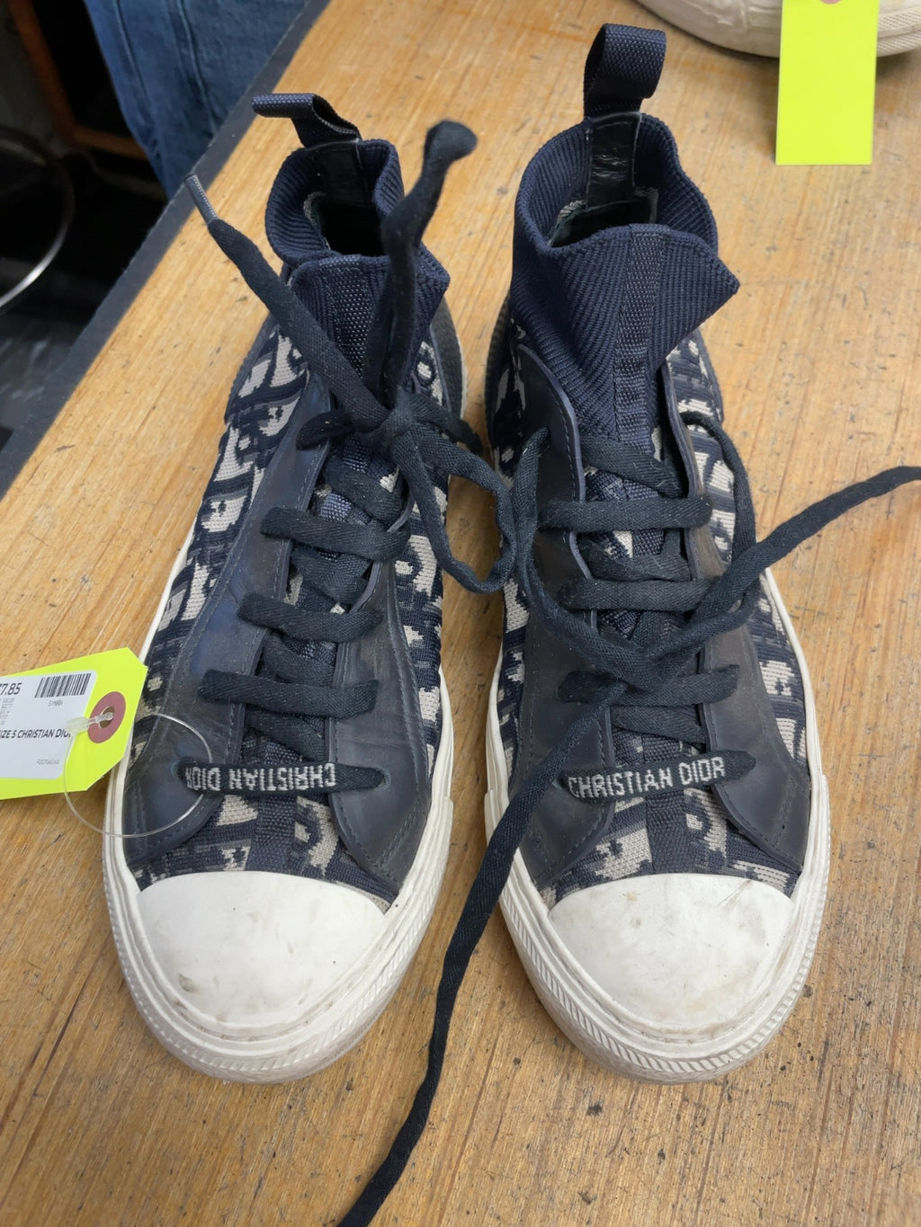 Christian Dior Blue Oblique Walk'n'Dior High-Top Sneakers - Ladies Size 5