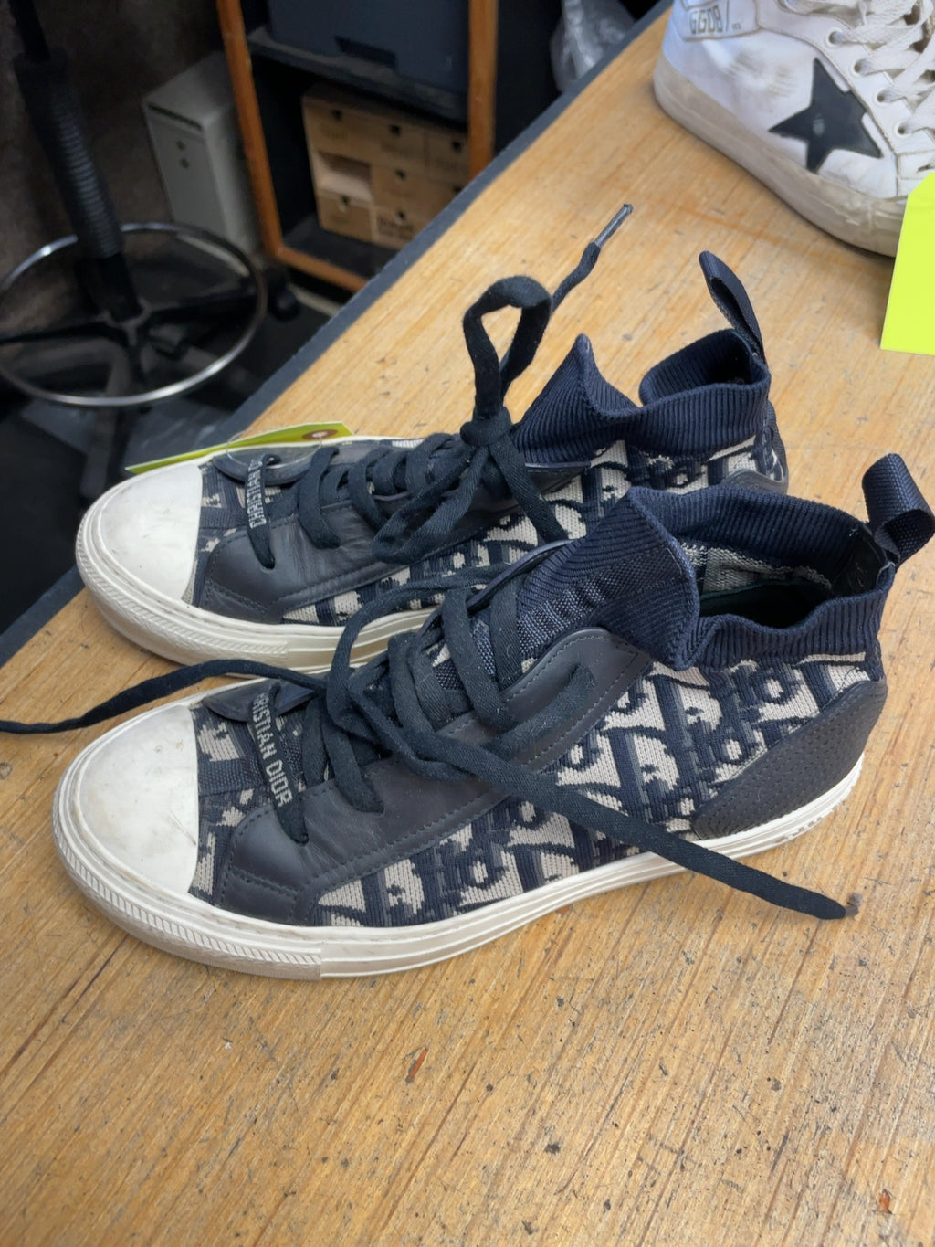 Christian Dior Blue Oblique Walk'n'Dior High-Top Sneakers - Ladies Size 5