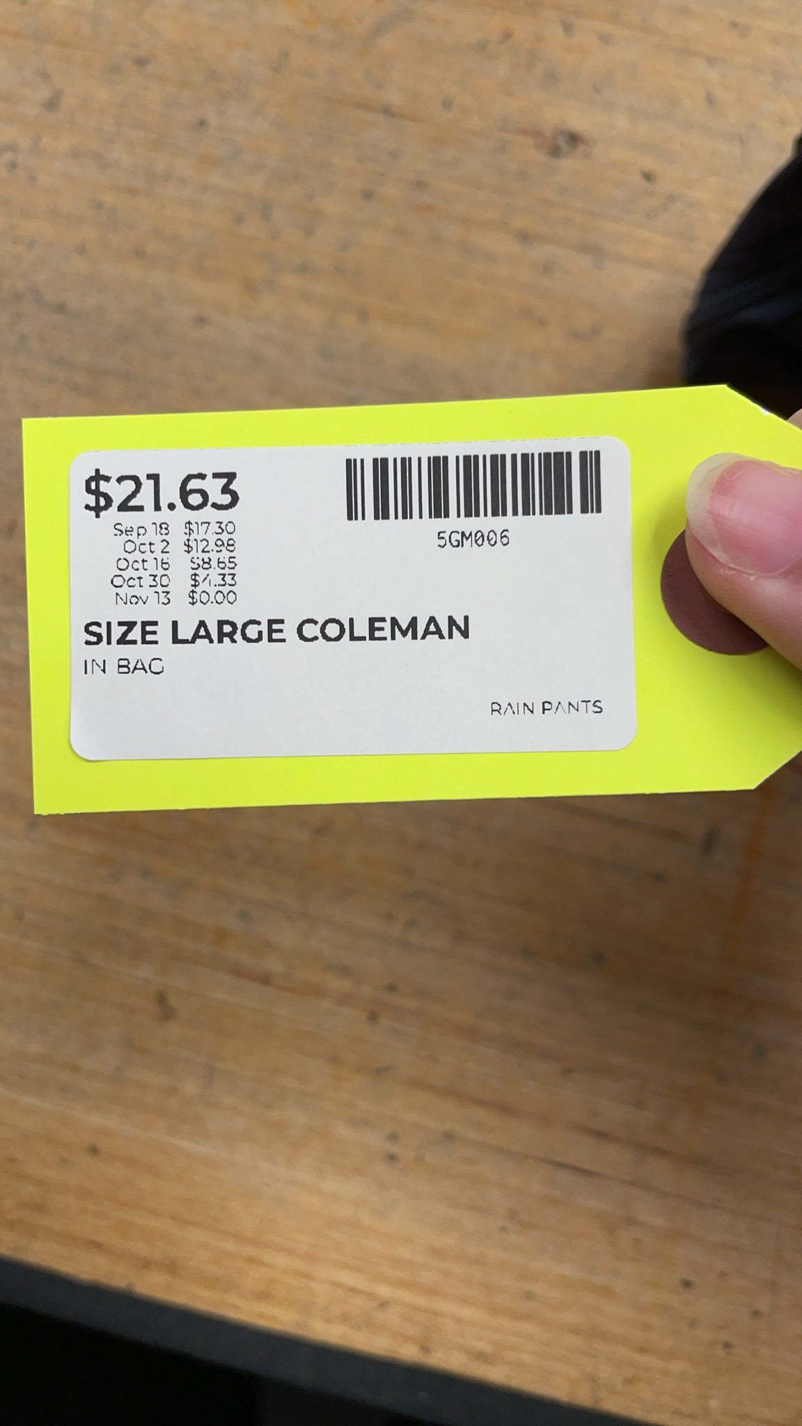 Coleman Nylon Rain Pants Large
