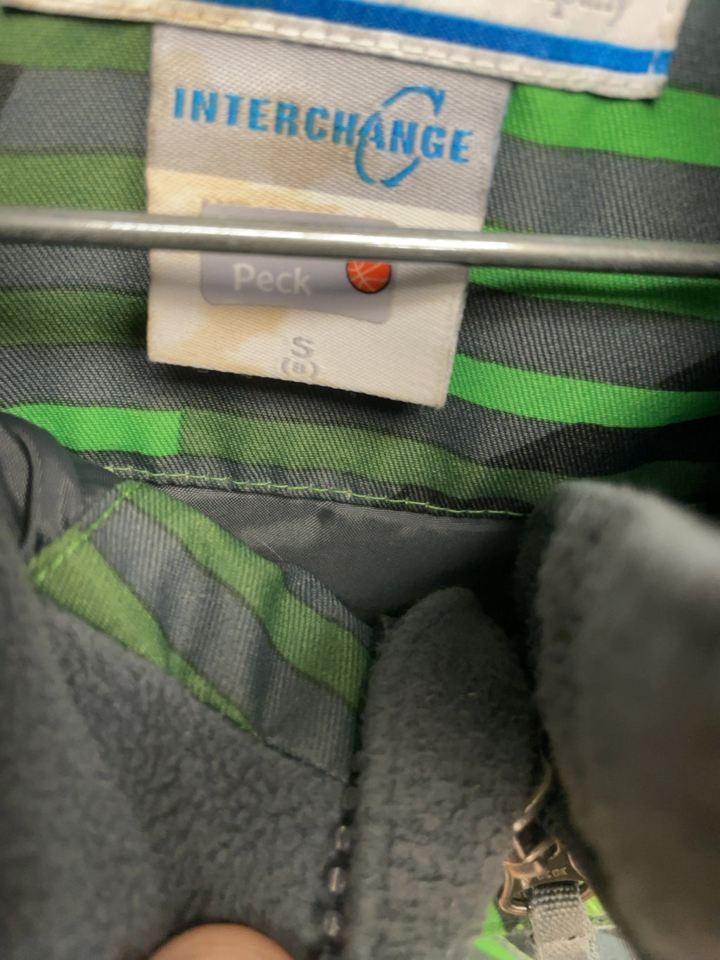Columbia Interchange Omni-Tech Size S (8) Green Striped Rain Jacket