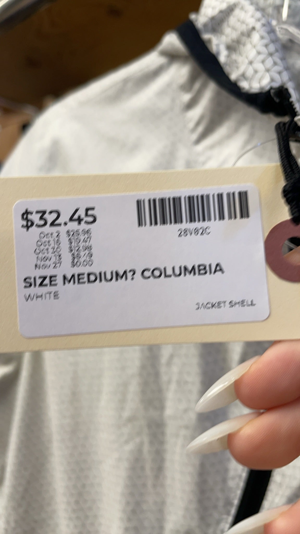 Columbia Jacket Shell Medium White Patterned