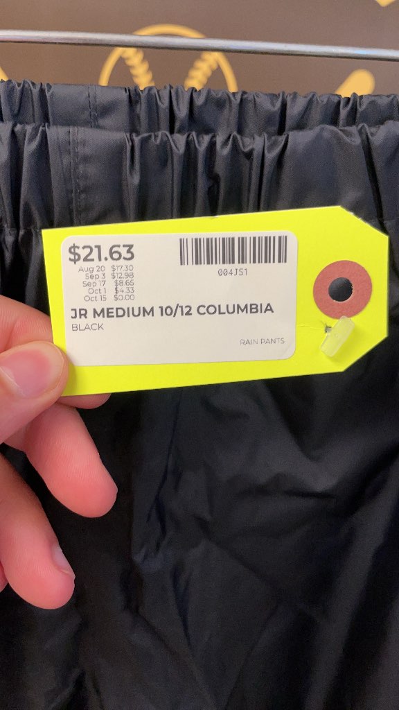 Columbia Junior Medium 10/12 Black Rain Pants
