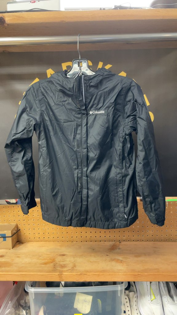 Columbia Junior Rain Jacket - Black, Size 10/12