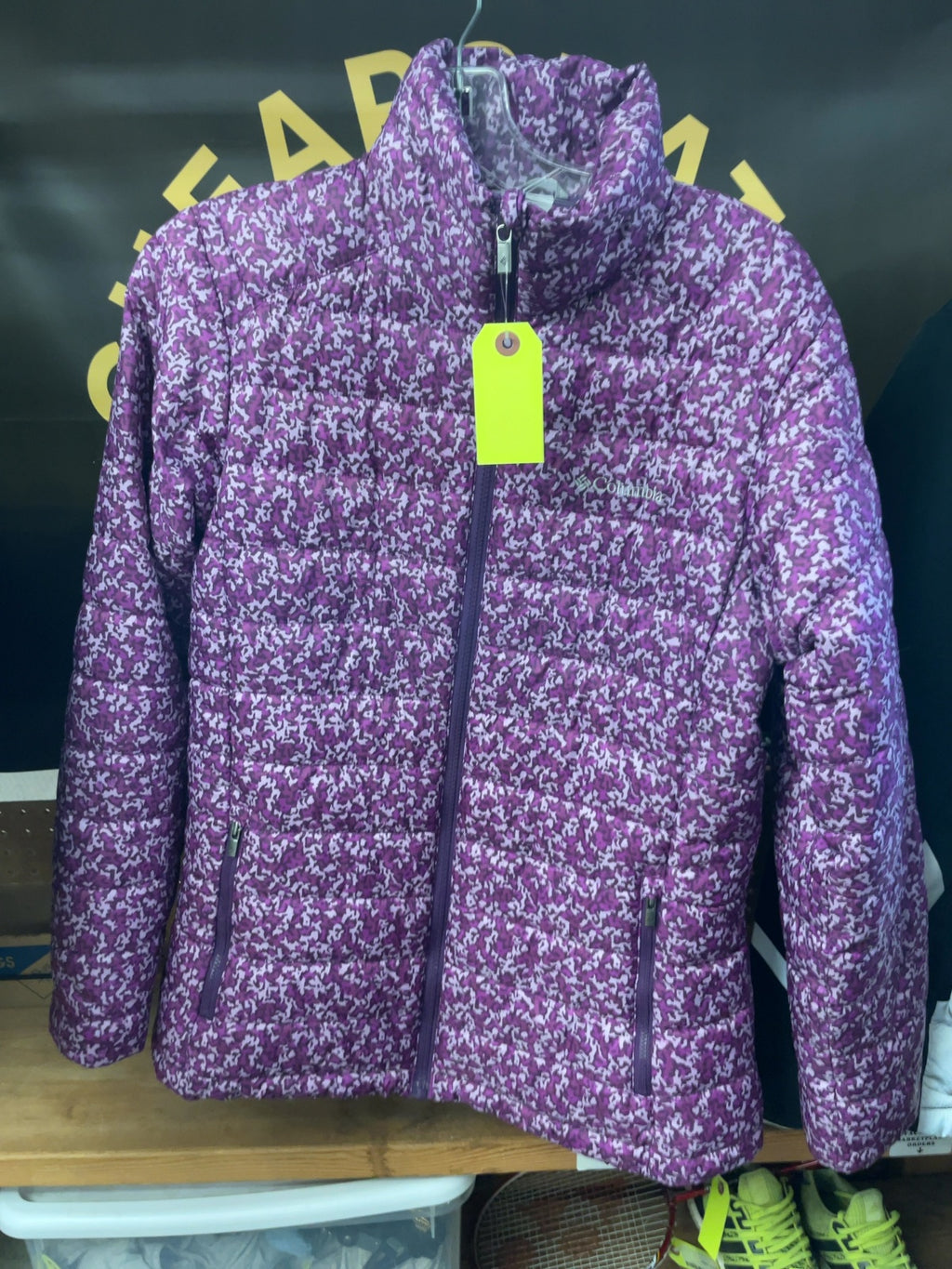 Columbia Quilted Puffer Jacket Medium Purple Pattern