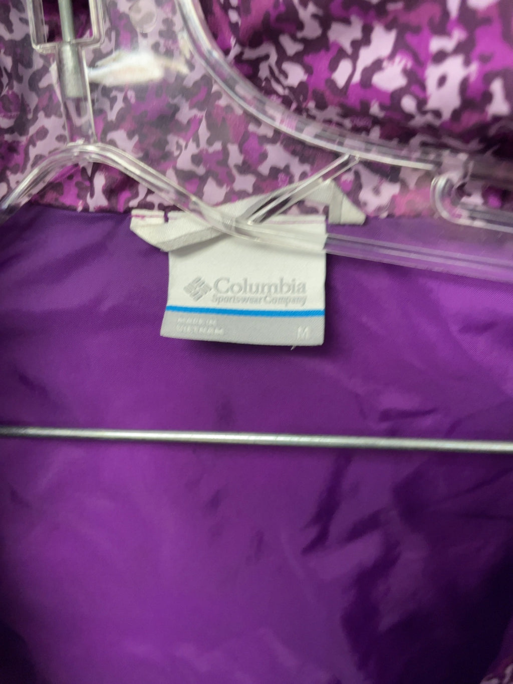 Columbia Quilted Puffer Jacket Medium Purple Pattern