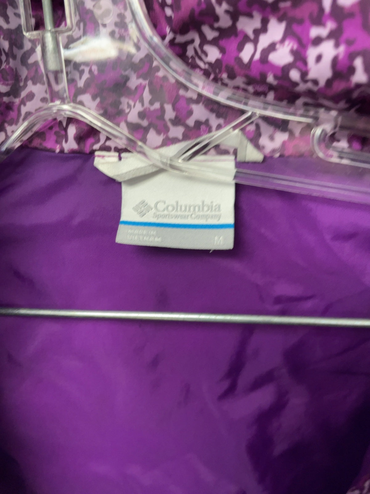 Columbia Quilted Puffer Jacket Medium Purple Pattern