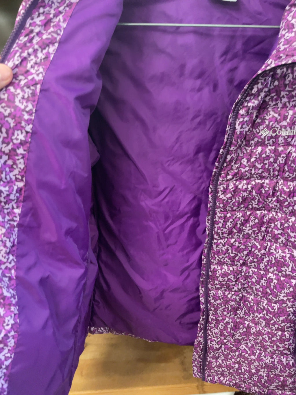 Columbia Quilted Puffer Jacket Medium Purple Pattern