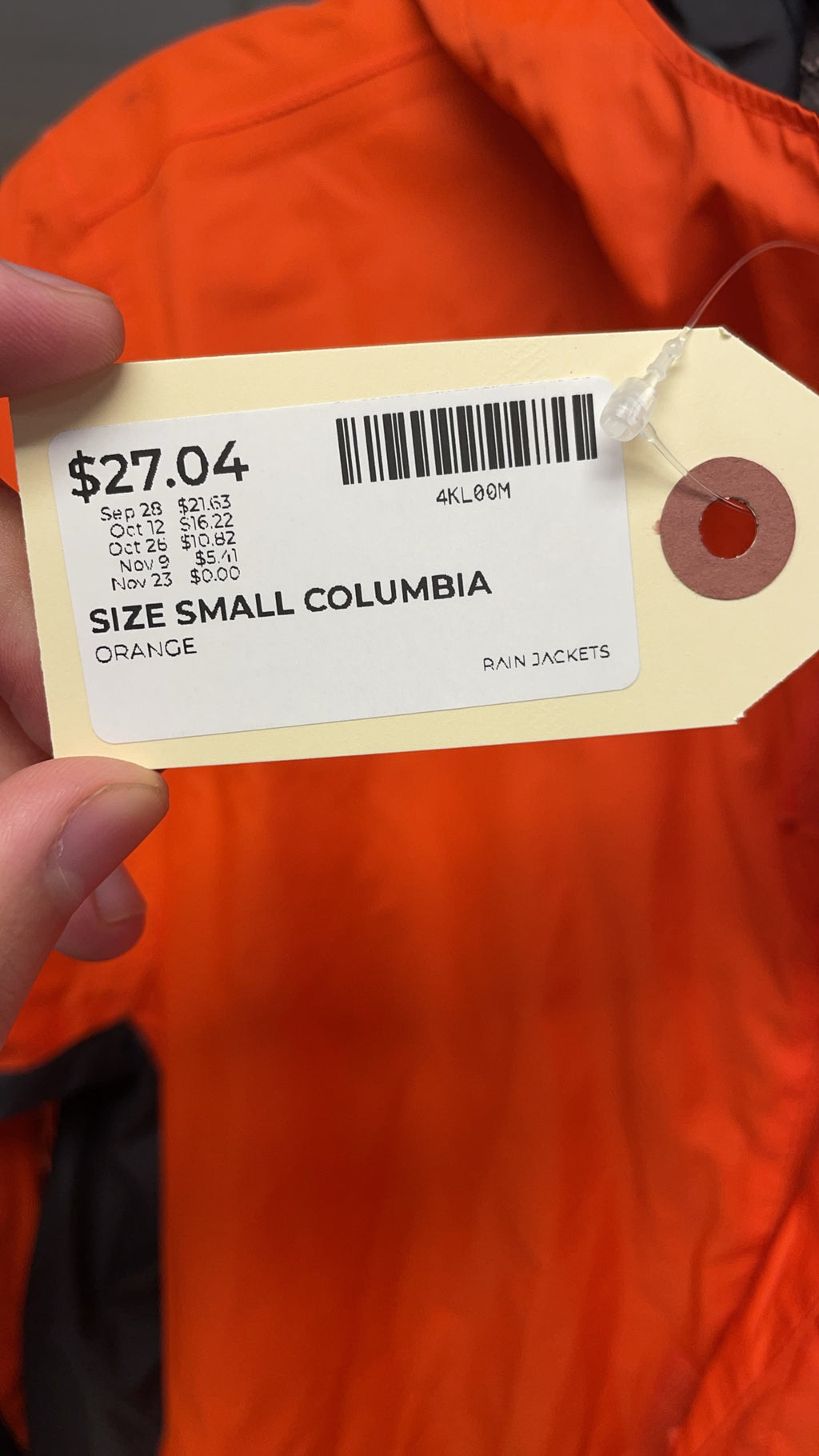 Columbia Rain Jacket S Orange