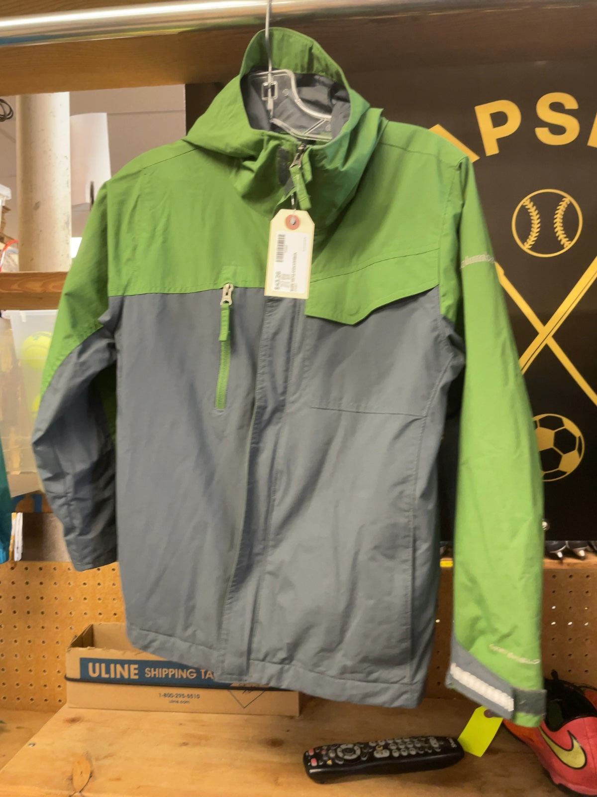Columbia Rain Jacket Size 10/12 Two-Tone Green/Grey