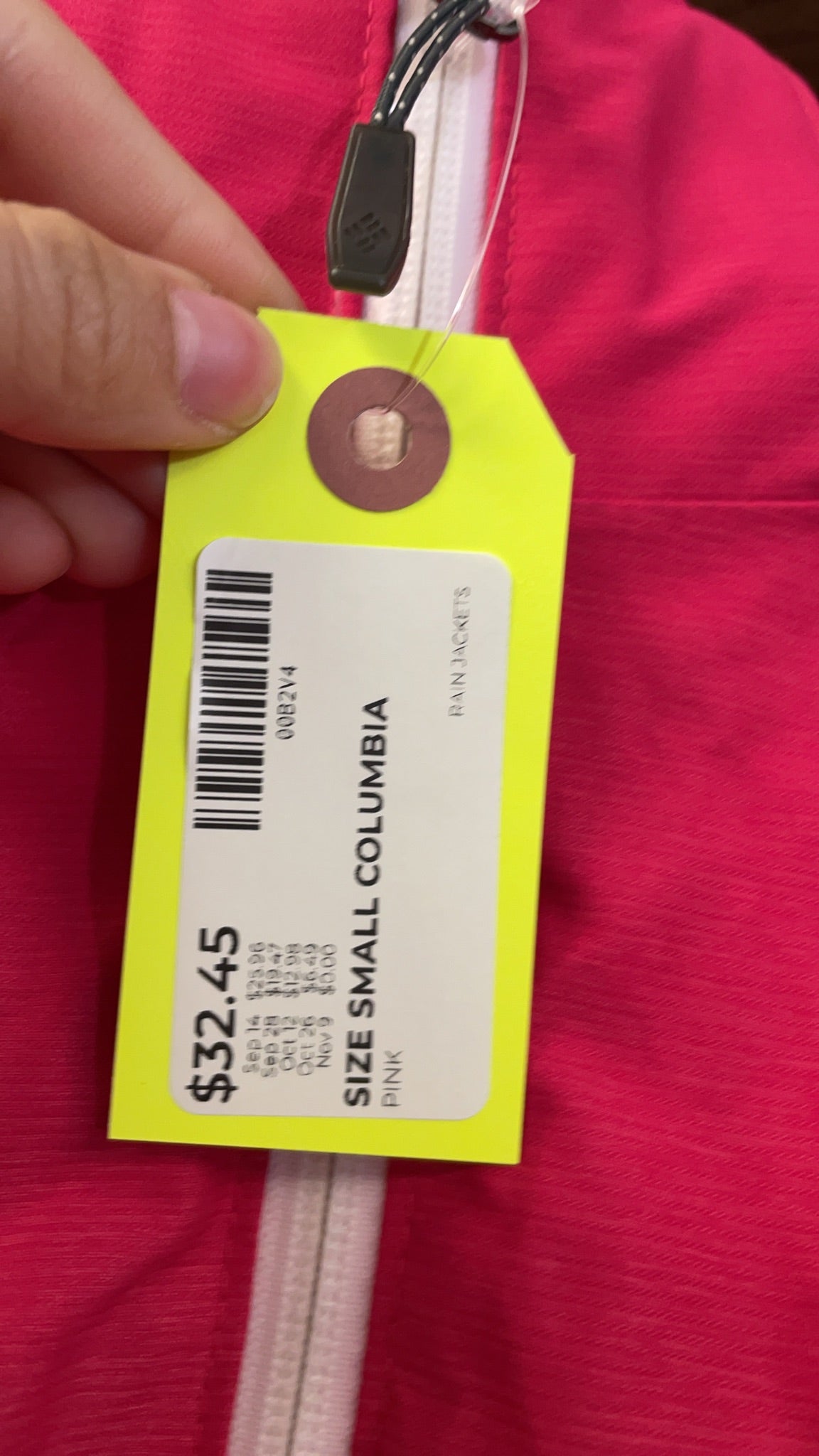 Columbia Rain Jacket Size Small Pink