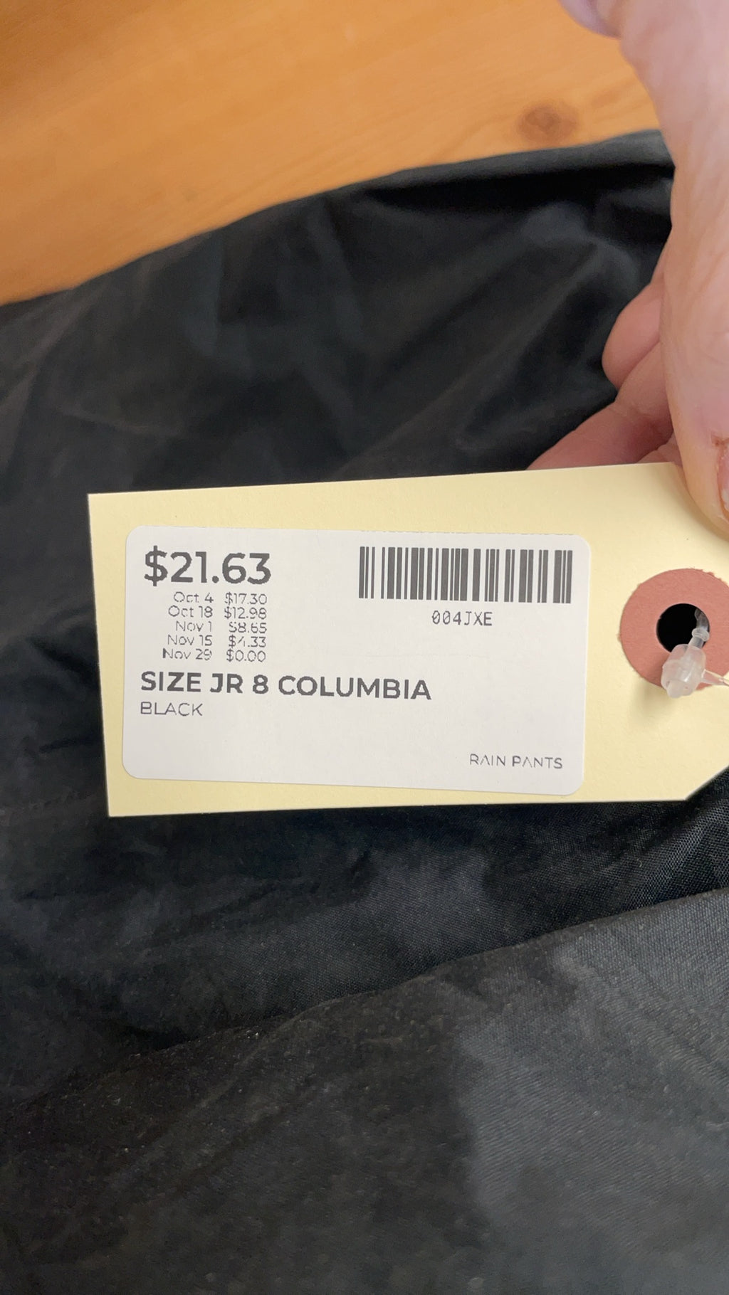 Columbia Rain Pants Size JR 8 Black