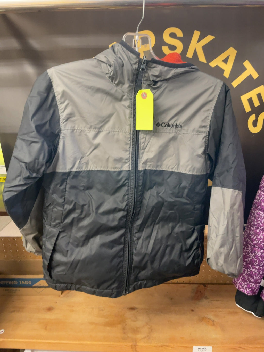 Columbia Reversible Hooded Jacket Size 8 Youth Grey/Black/Orange