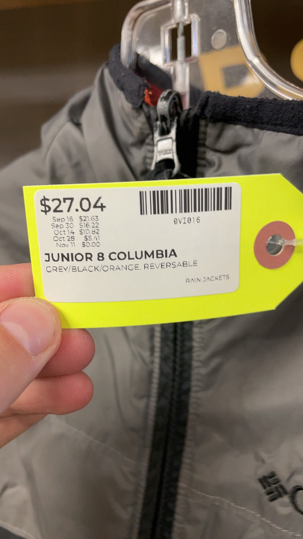 Columbia Reversible Hooded Jacket Size 8 Youth Grey/Black/Orange