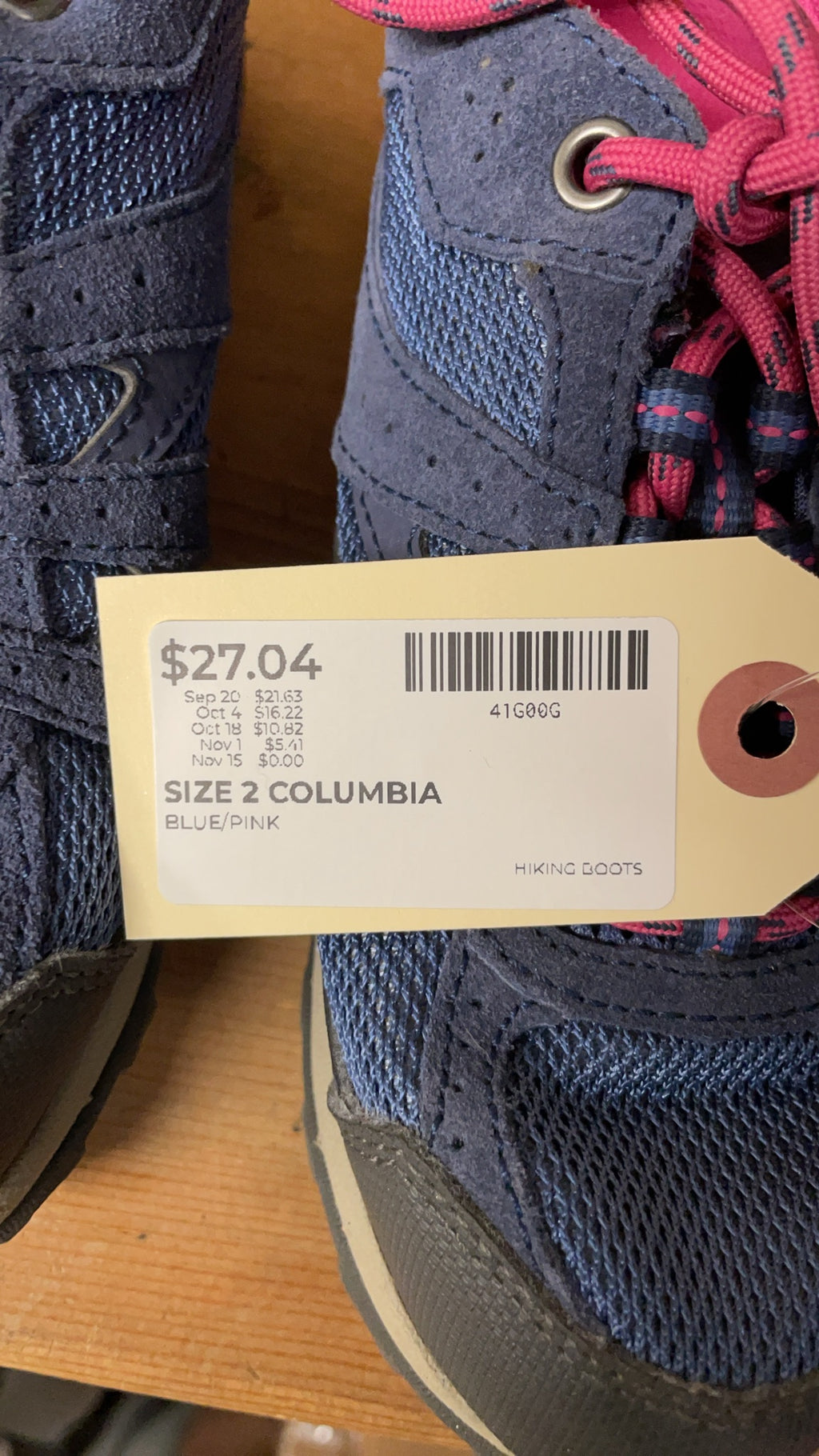 Columbia Waterproof Hiking Shoes Size 2 Blue/Pink