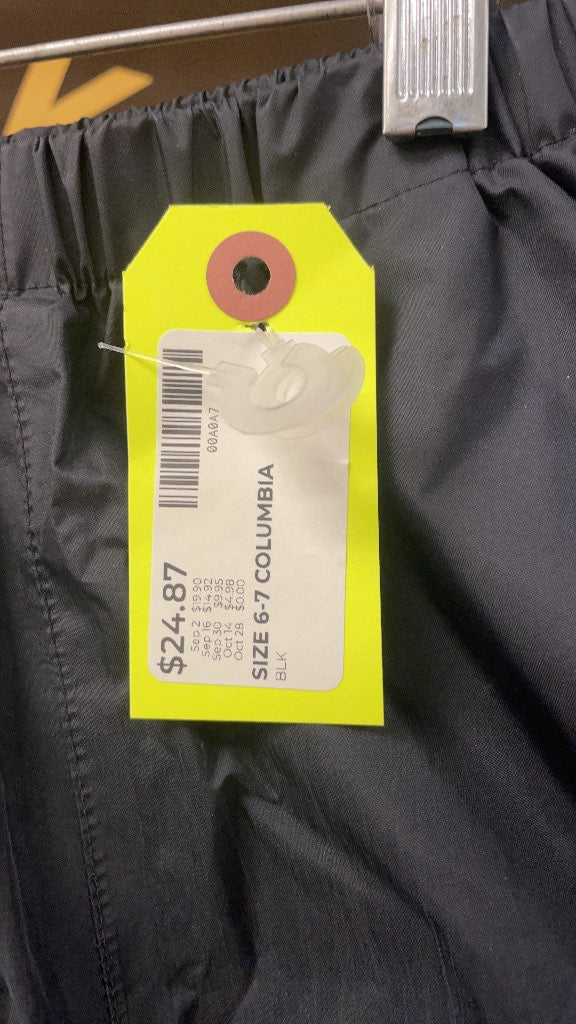 Columbia Youth Cargo Rain Pants - Black, Size 6-7