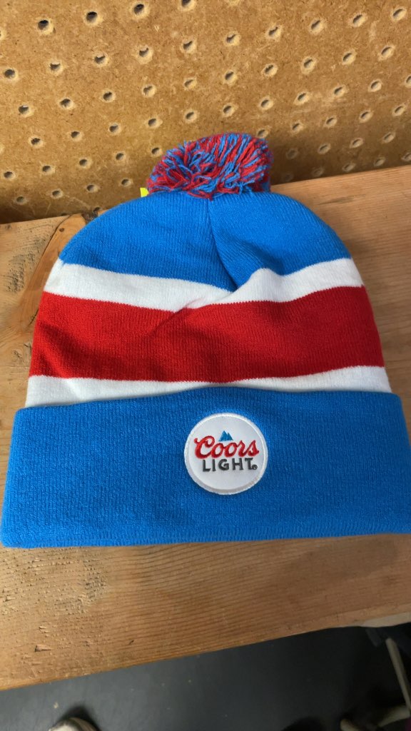 Coors Light Striped Pom-Pom Beanie