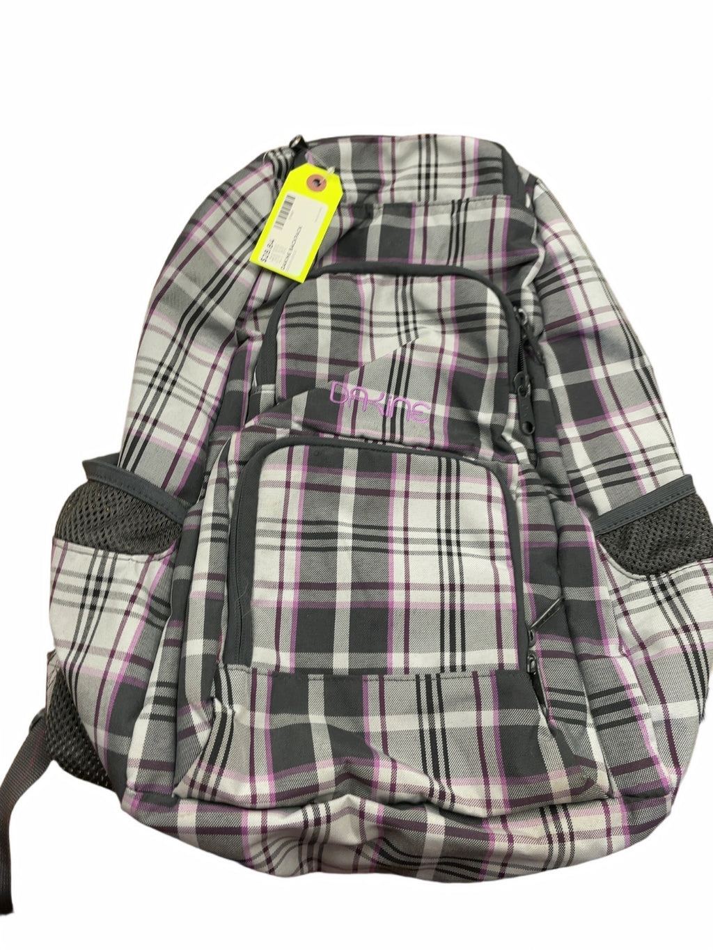 Dakine Grey and Purple Plaid Backpack
