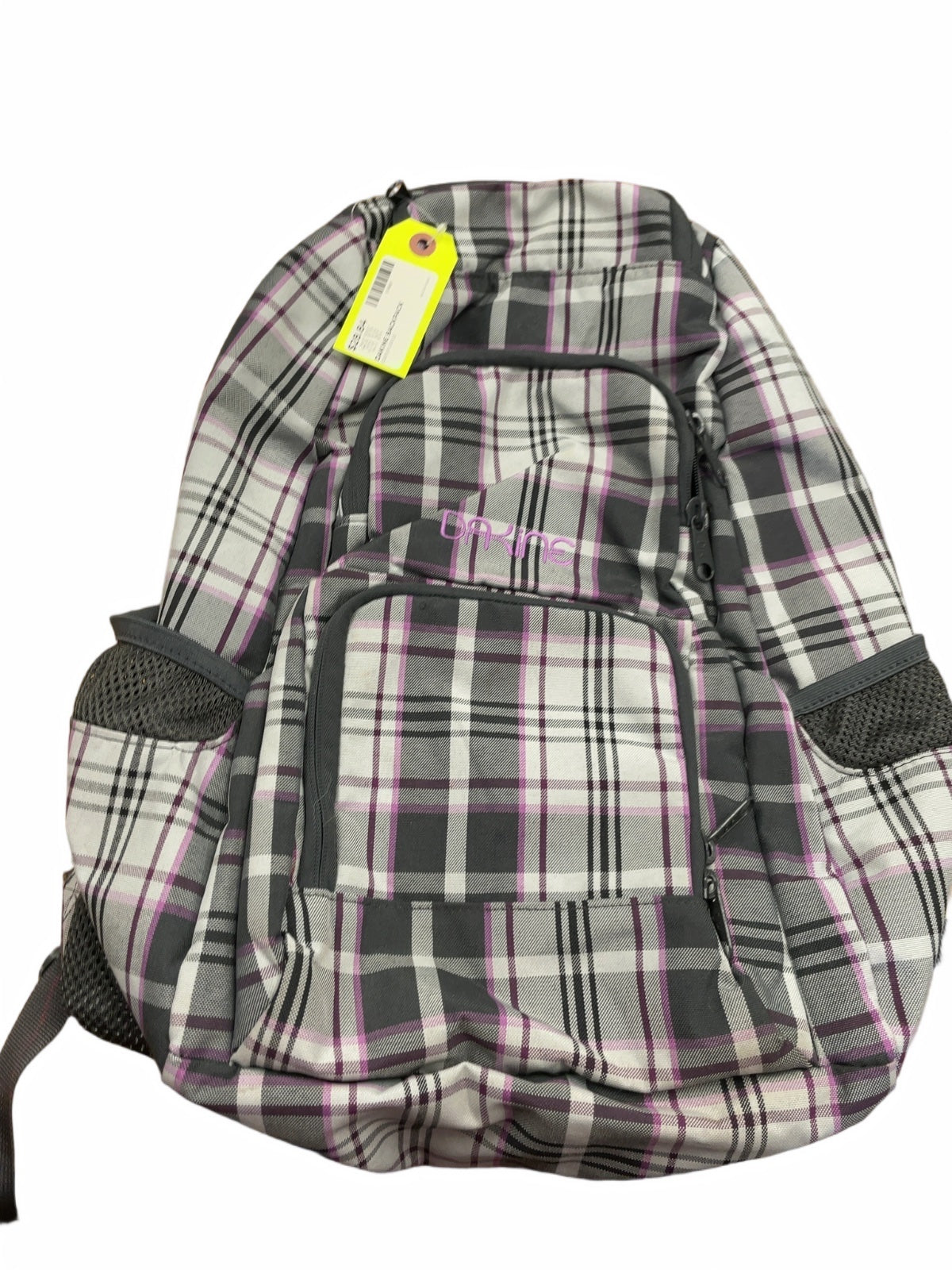 Dakine Grey and Purple Plaid Backpack