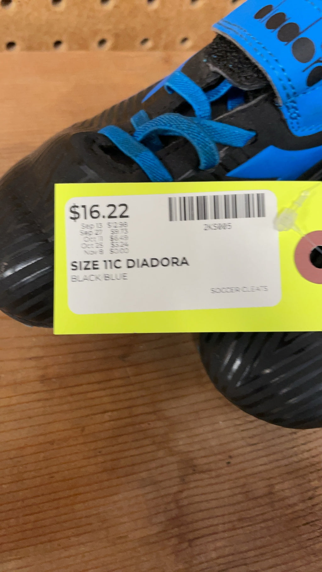 Diadora Soccer Cleats Size 11C Black/Blue
