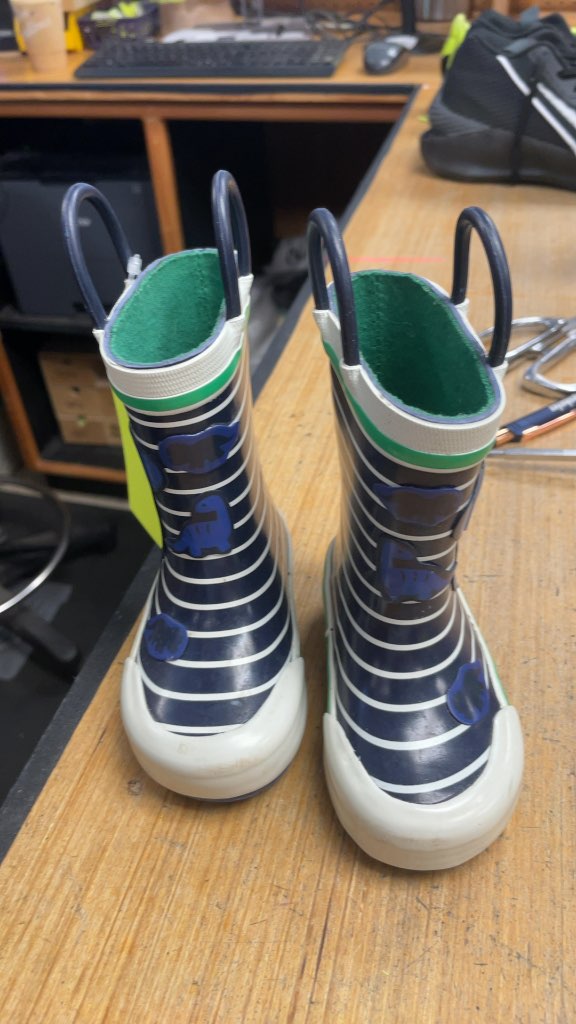 Dinosaur Striped Children's Rain Boots - Size 4C