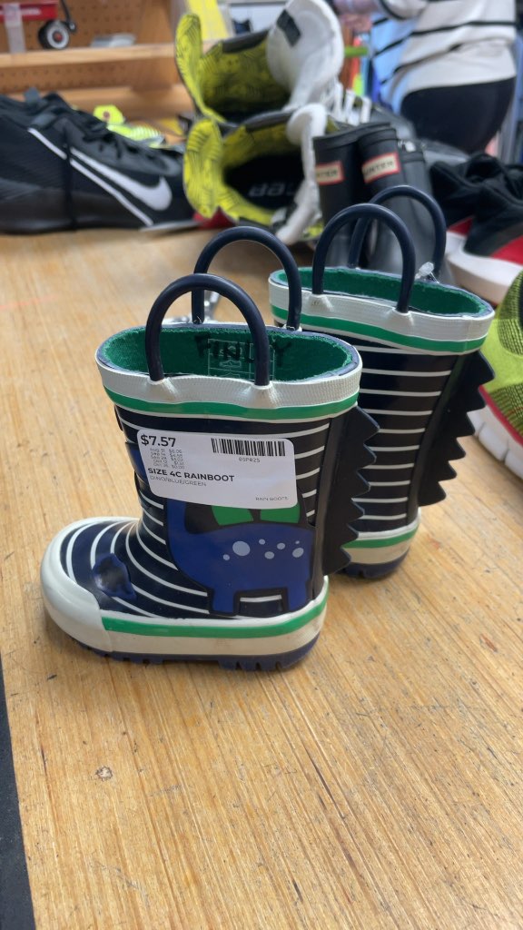 Dinosaur Striped Children's Rain Boots - Size 4C