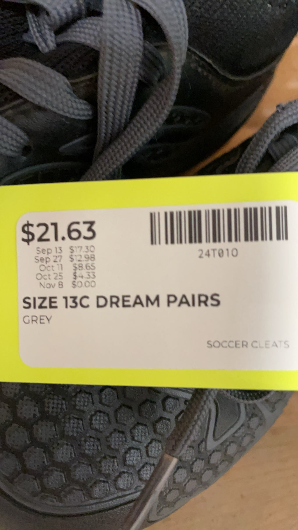 Dream Pairs Soccer Cleats Size 13C Grey