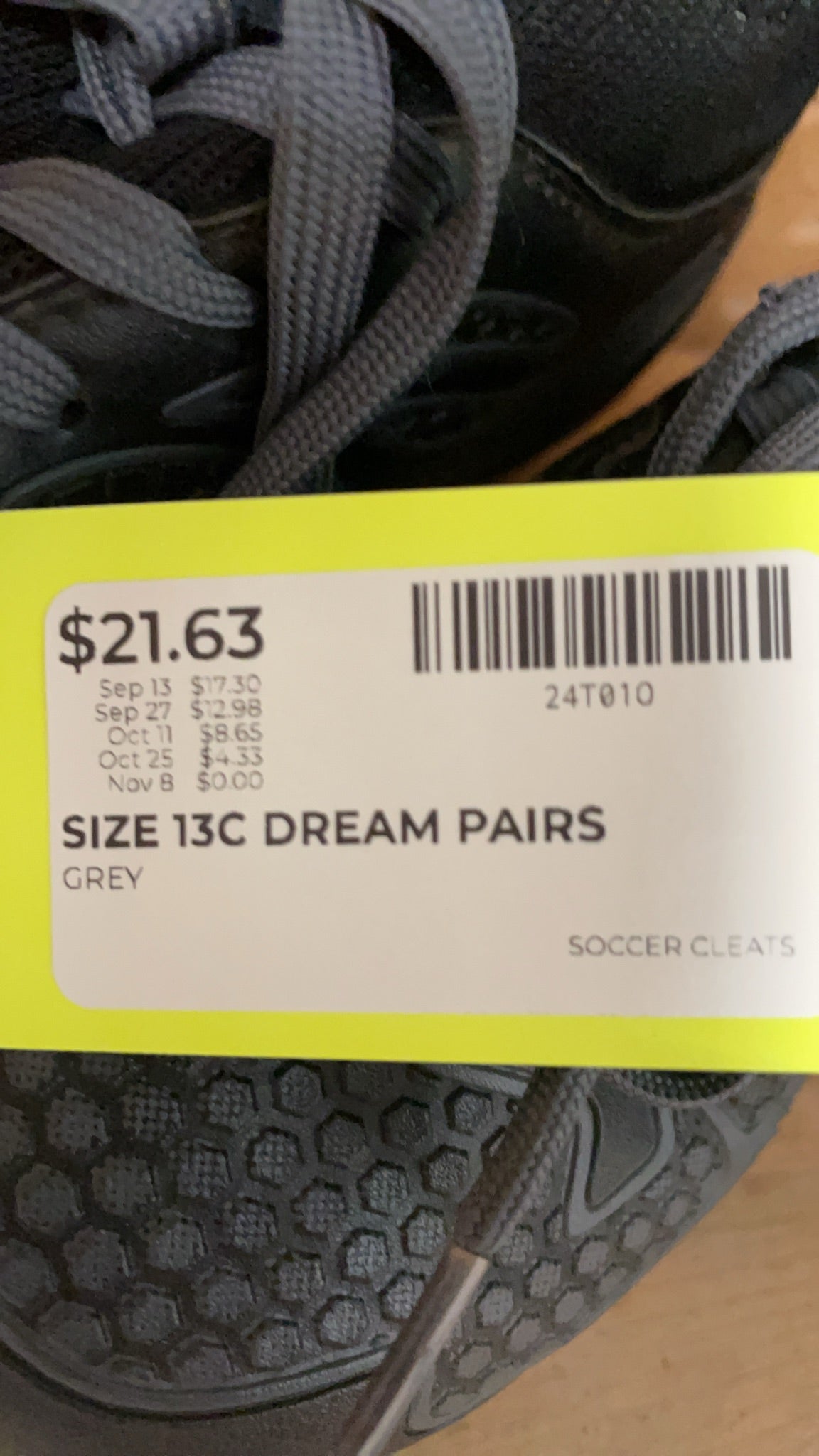 Dream Pairs Soccer Cleats Size 13C Grey