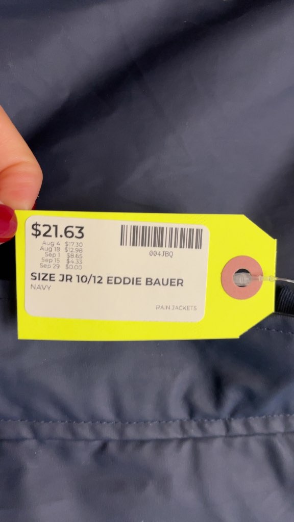 Eddie Bauer Junior Rain Jacket - Navy - Size 10/12