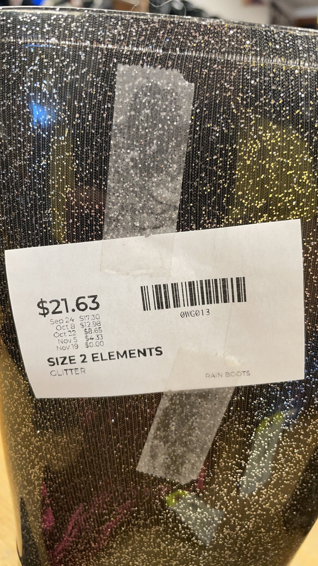 Elements Glitter Rain Boots Size 2